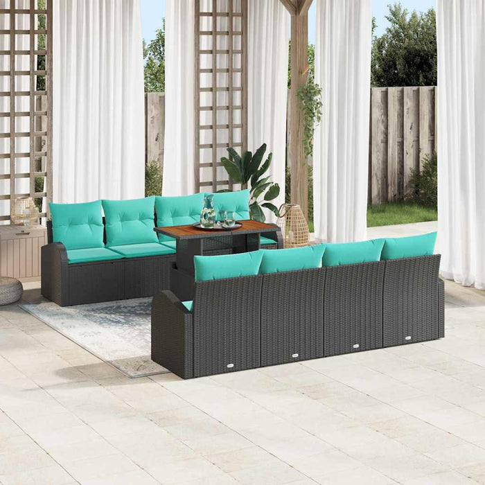 Set de canapele pentru grădină 9 pcs Negru Rattan poli WALTI