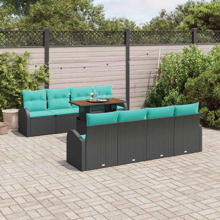 Set de canapele pentru grădină 9 pcs Negru Rattan poli WALTI