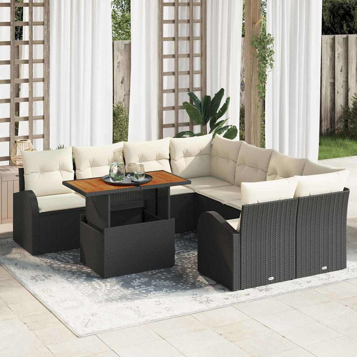 Set de canapele pentru grădină 9 pcs Negru Rattan poli - WALTI WALTI