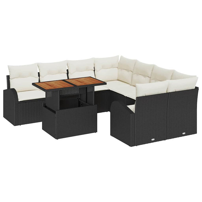 Set de canapele pentru grădină 9 pcs Negru Rattan poli - WALTI WALTI