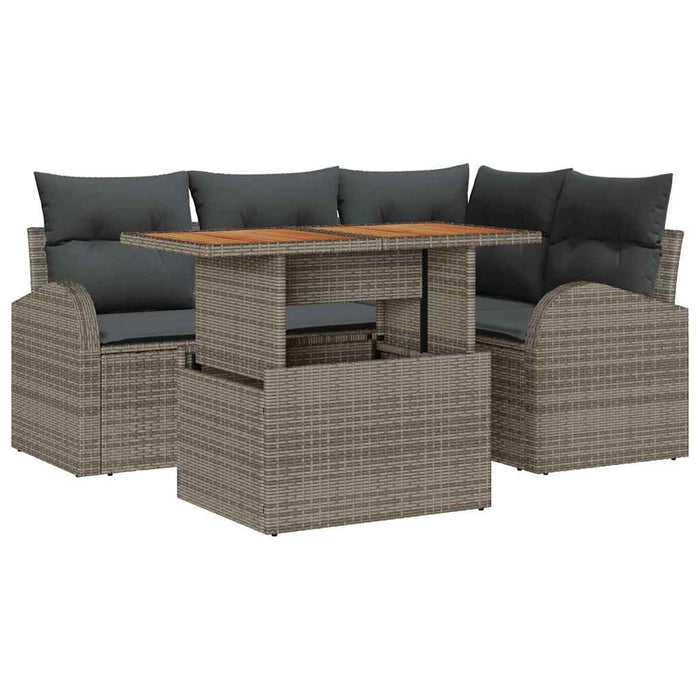 Set de canapele pentru grădină 5 pcs Gri Rattan poli - WALTI WALTI