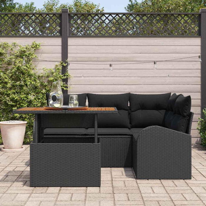 Set de canapele pentru grădină 5 pcs Negru Rattan poli - WALTI WALTI