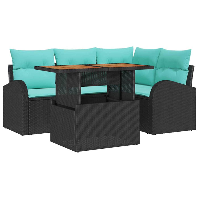 Set de canapele pentru grădină 5 pcs Negru Rattan poli WALTI