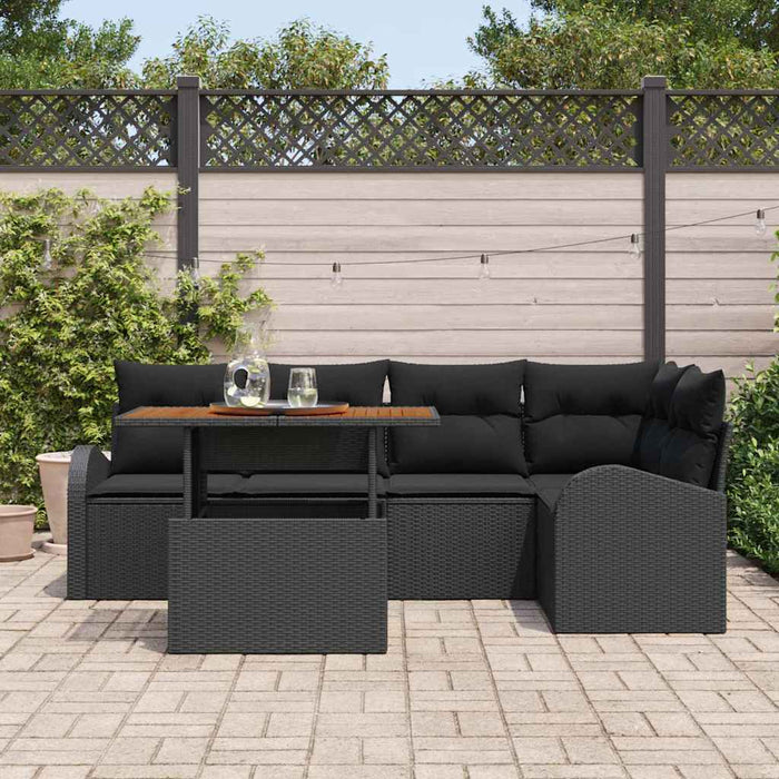 Set de canapele pentru grădină 6 pcs Negru Rattan poli - WALTI WALTI