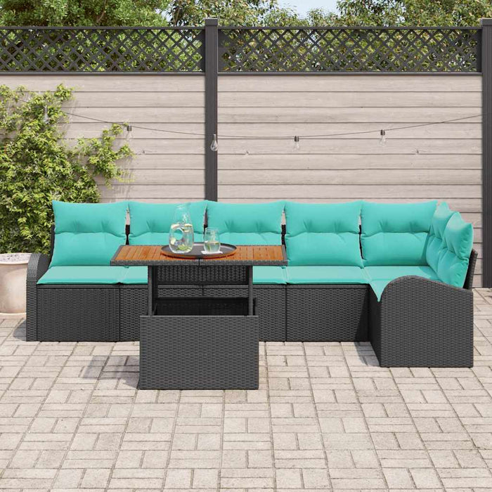 Set de canapele pentru grădină 7 pcs Negru Rattan poli WALTI
