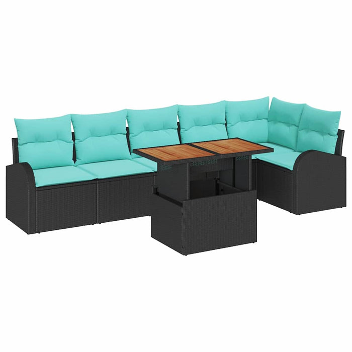 Set de canapele pentru grădină 7 pcs Negru Rattan poli WALTI