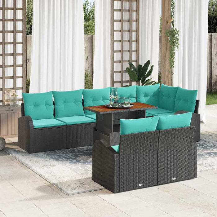 Set de canapele pentru grădină 9 pcs Negru Rattan poli WALTI