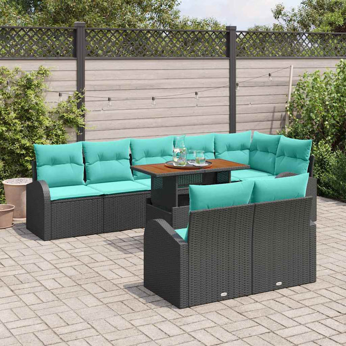Set de canapele pentru grădină 9 pcs Negru Rattan poli WALTI