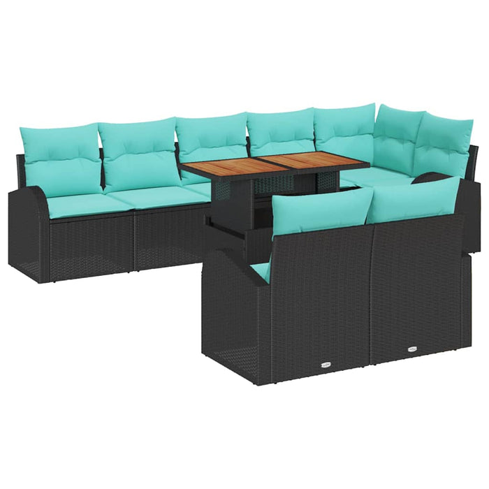 Set de canapele pentru grădină 9 pcs Negru Rattan poli WALTI