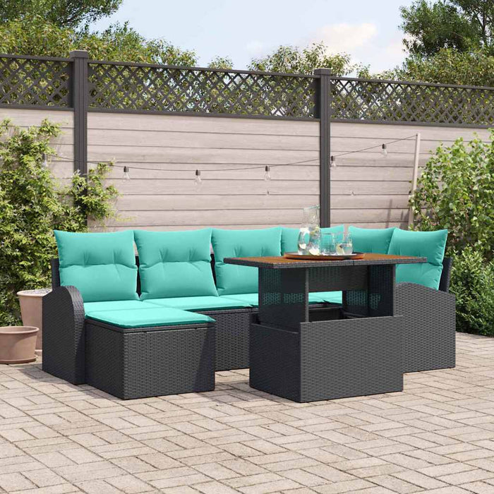 Set de canapele pentru grădină 7 pcs Negru Rattan poli WALTI