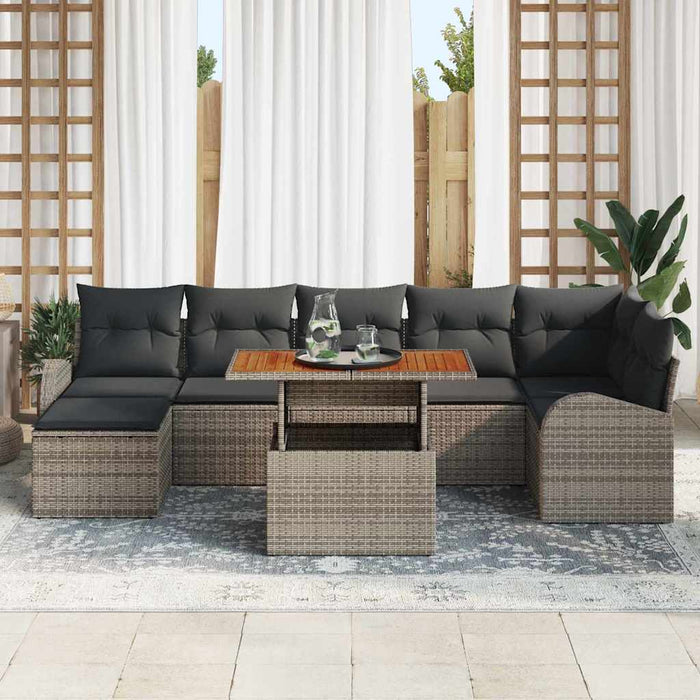 Set de canapele pentru grădină 8 pcs Gri Rattan poli - WALTI WALTI