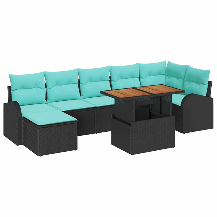 Set de canapele pentru grădină 8 pcs Negru Rattan poli WALTI