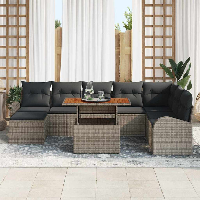 Set de canapele pentru grădină 9 pcs Gri Rattan poli - WALTI WALTI