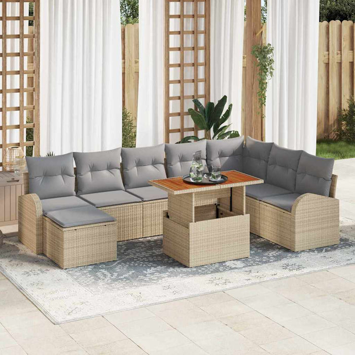 Set de canapele pentru grădină 9 pcs Bej Rattan poli - WALTI WALTI