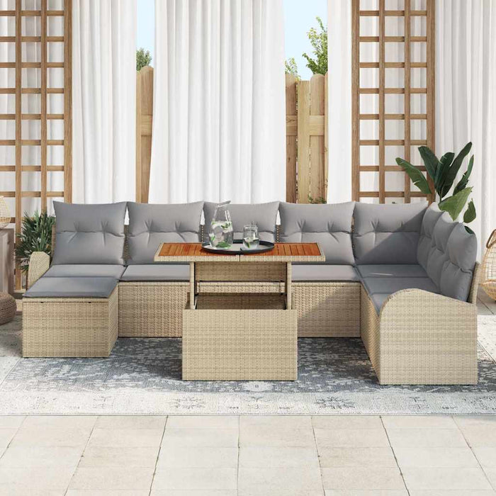 Set de canapele pentru grădină 9 pcs Bej Rattan poli - WALTI WALTI