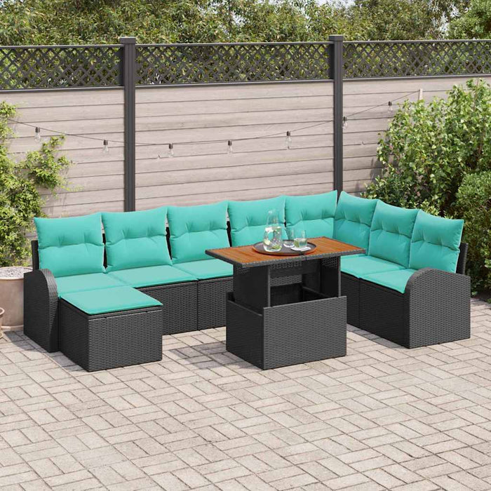 Set de canapele pentru grădină 9 pcs Negru Rattan poli WALTI