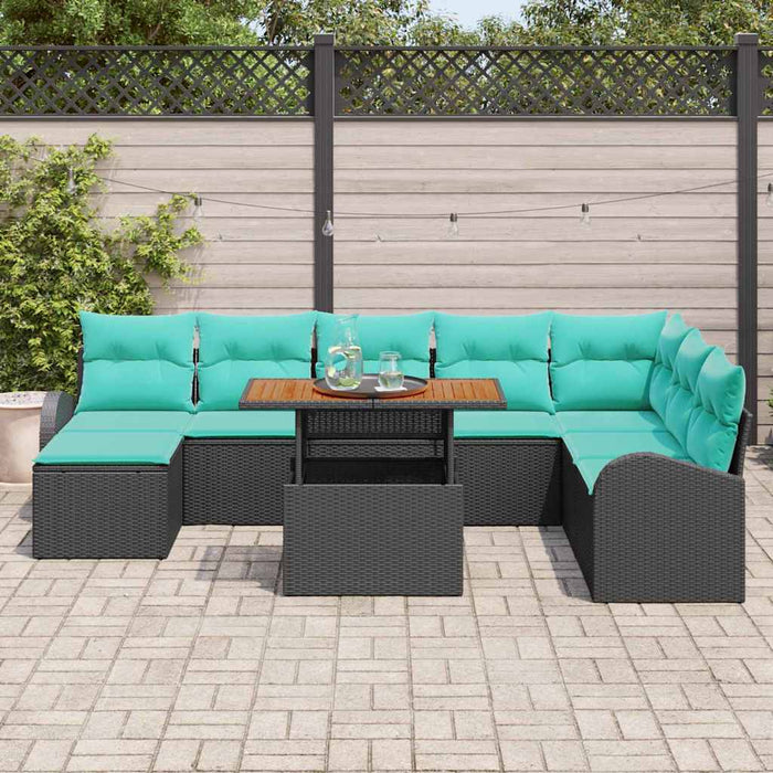 Set de canapele pentru grădină 9 pcs Negru Rattan poli WALTI