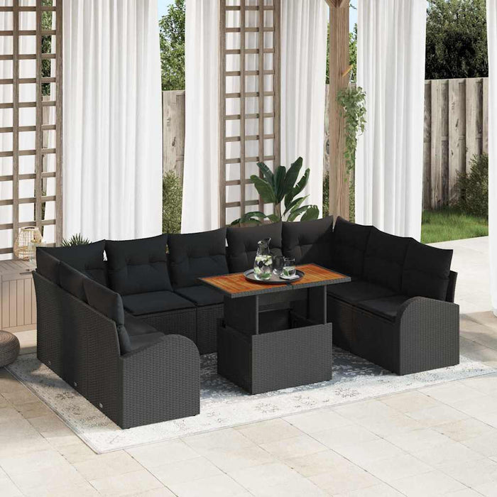 Set de canapele pentru grădină 10 pcs Negru Rattan poli - WALTI WALTI