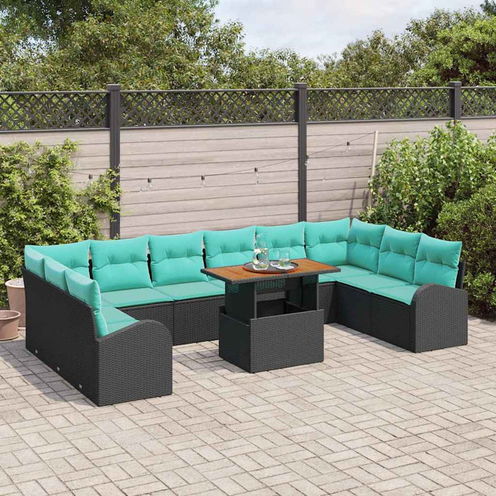 Set de canapele pentru grădină 11 pcs Negru Rattan poli WALTI