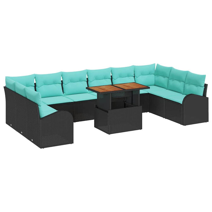 Set de canapele pentru grădină 11 pcs Negru Rattan poli WALTI