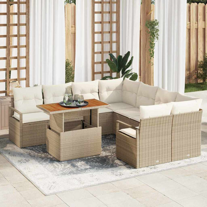 Set de canapele pentru grădină 9 pcs Bej Rattan poli - WALTI WALTI