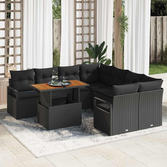 Set de canapele pentru grădină 9 pcs Negru Rattan poli - WALTI WALTI