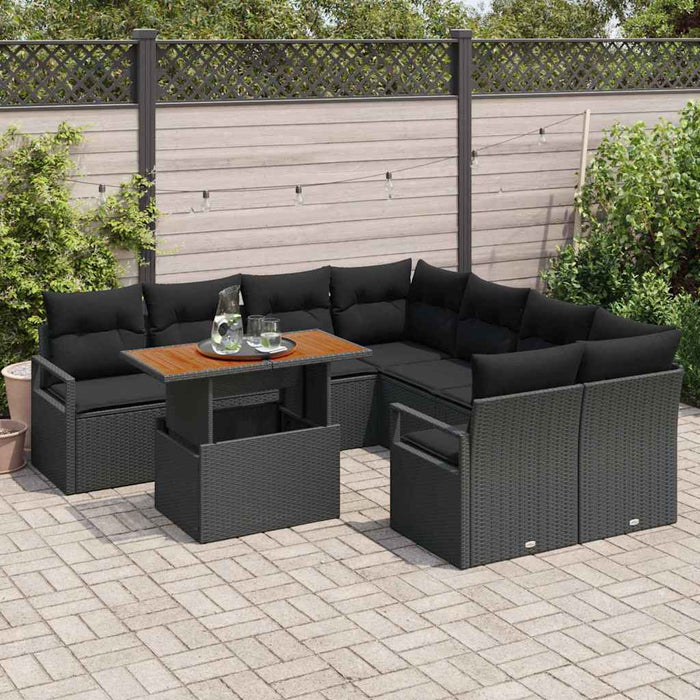 Set de canapele pentru grădină 9 pcs Negru Rattan poli - WALTI WALTI