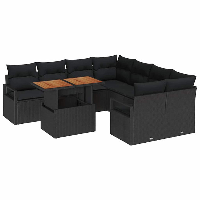 Set de canapele pentru grădină 9 pcs Negru Rattan poli - WALTI WALTI
