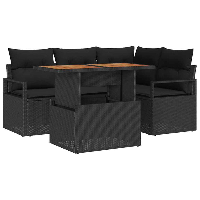 Set de canapele pentru grădină 5 pcs Negru Rattan poli - WALTI WALTI