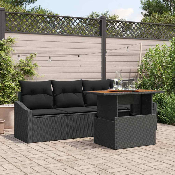 Set de canapele pentru grădină 5 pcs Negru Rattan poli - WALTI WALTI
