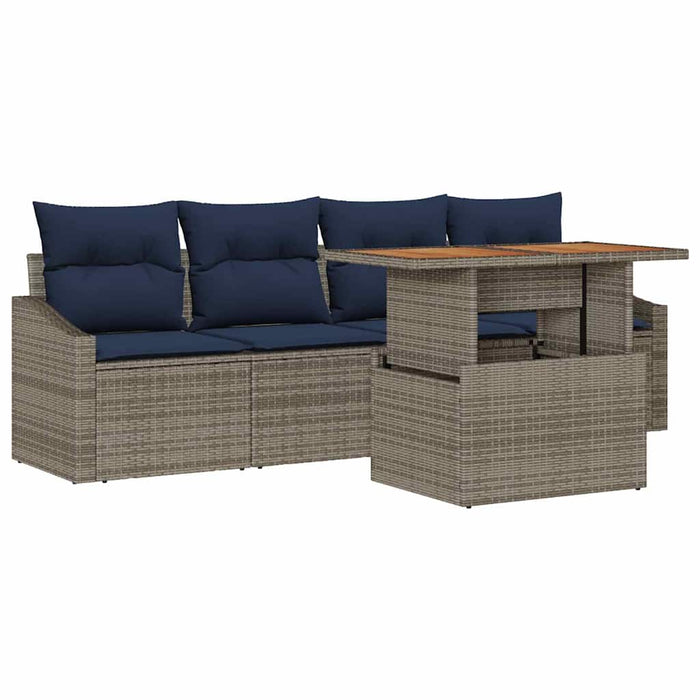Set de canapele pentru grădină 5 pcs Gri Rattan poli - WALTI WALTI