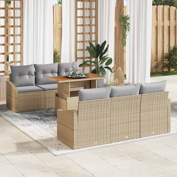Set de canapele pentru grădină 7 pcs Bej Rattan poli - WALTI WALTI