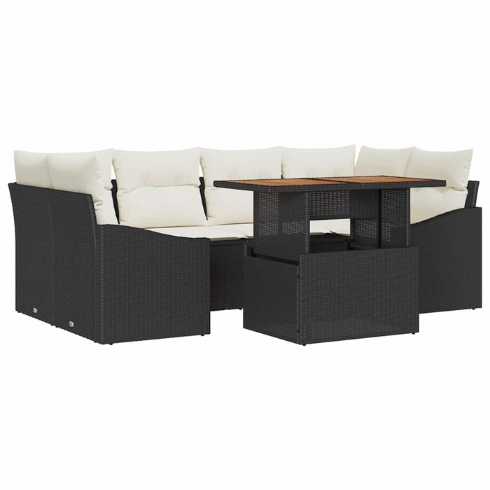 Set de canapele pentru grădină 7 pcs Negru Rattan poli - WALTI WALTI