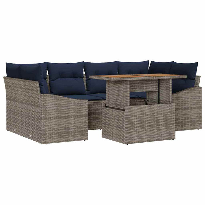 Set de canapele pentru grădină 7 pcs Gri Rattan poli - WALTI WALTI