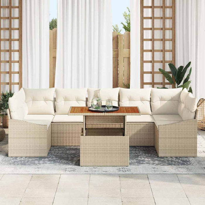 Set de canapele pentru grădină cu pernă 8 pcs Bej și crem - WALTI WALTI