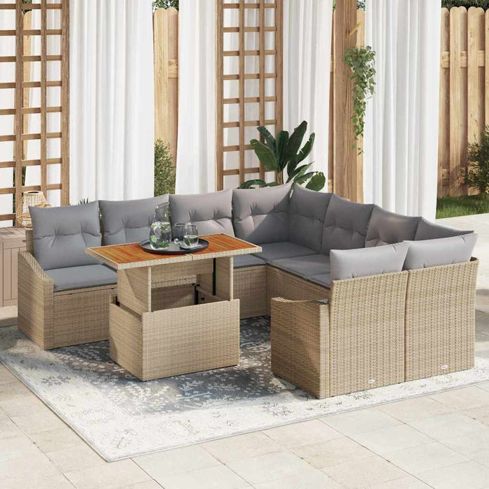 Set de canapele pentru grădină 9 pcs Bej Rattan poli - WALTI WALTI