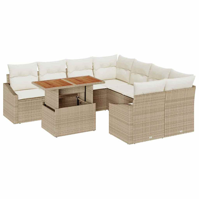Set de canapele pentru grădină 9 pcs Bej Rattan poli - WALTI WALTI