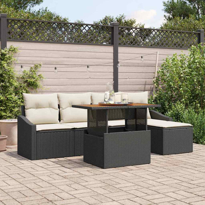 Set de canapele pentru grădină 6 pcs Negru Rattan poli - WALTI WALTI