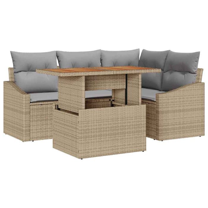 Set de canapele pentru grădină 5 pcs Bej Rattan poli - WALTI WALTI