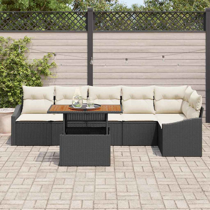 Set de canapele pentru grădină 7 pcs Negru Rattan poli - WALTI WALTI