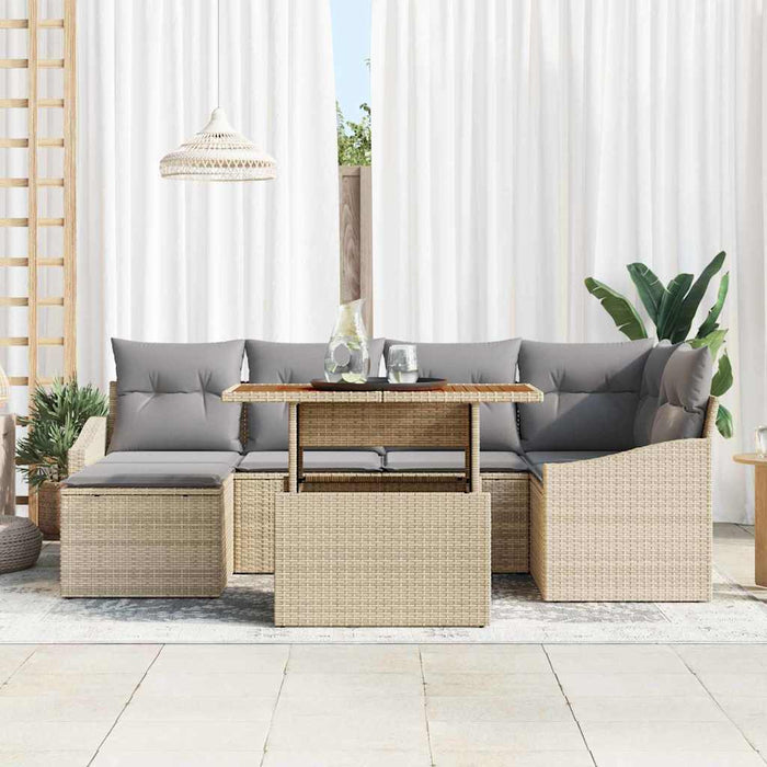 Set de canapele pentru grădină 7 pcs Bej Rattan poli - WALTI WALTI