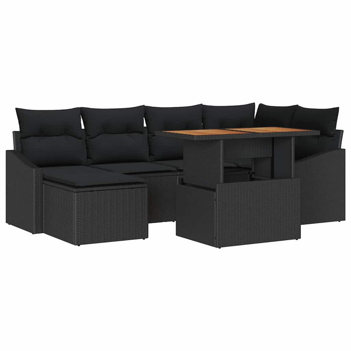 Set de canapele pentru grădină 7 pcs Negru Rattan poli - WALTI WALTI