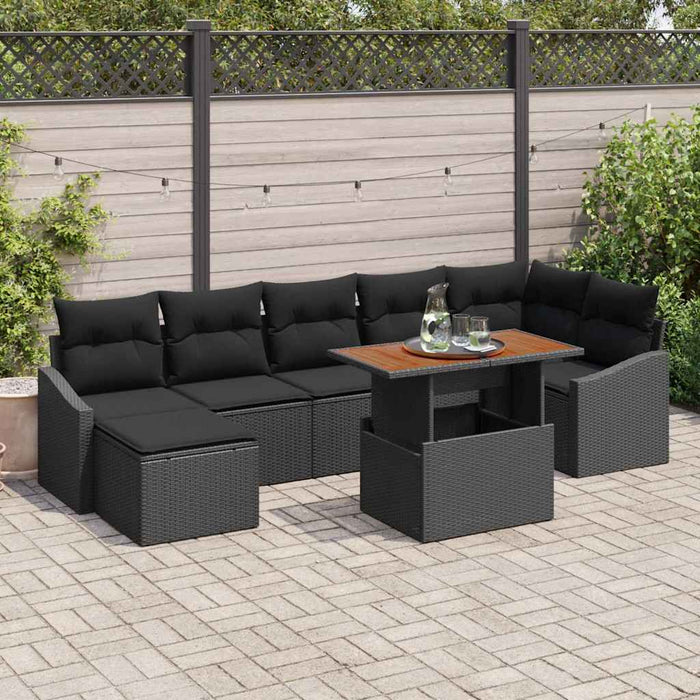 Set de canapele pentru grădină 8 pcs Negru Rattan poli - WALTI WALTI