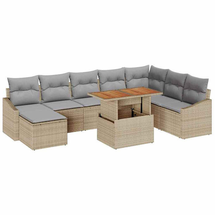 Set de canapele pentru grădină 9 pcs Bej Rattan poli - WALTI WALTI