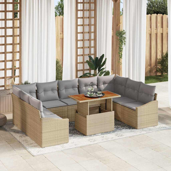 Set de canapele pentru grădină 10 pcs Bej Rattan poli - WALTI WALTI