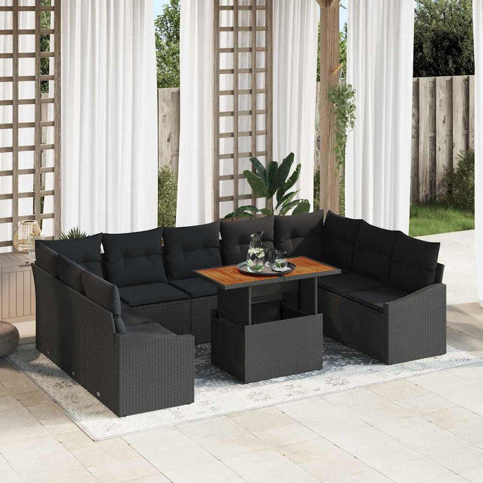 Set de canapele pentru grădină 10 pcs Negru Rattan poli - WALTI WALTI