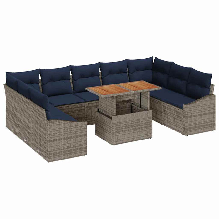 Set de canapele pentru grădină 10 pcs Gri Rattan poli - WALTI WALTI