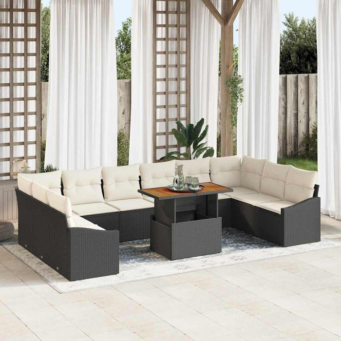 Set de canapele pentru grădină 11 pcs Negru Rattan poli - WALTI WALTI