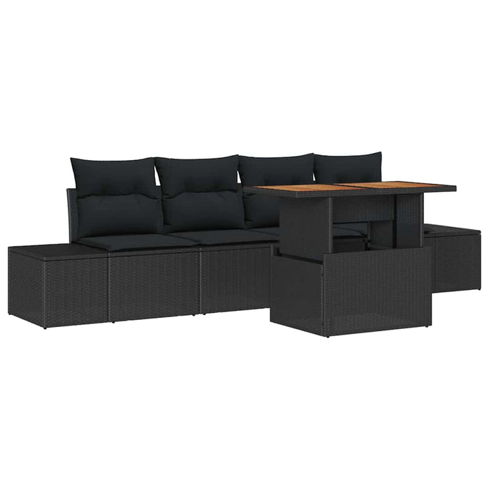 Set de canapele pentru grădină 5 pcs Negru Rattan poli - WALTI WALTI
