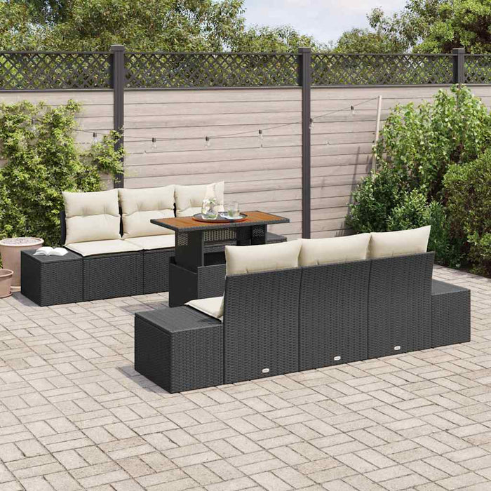 Set de canapele pentru grădină 7 pcs Negru Rattan poli - WALTI WALTI